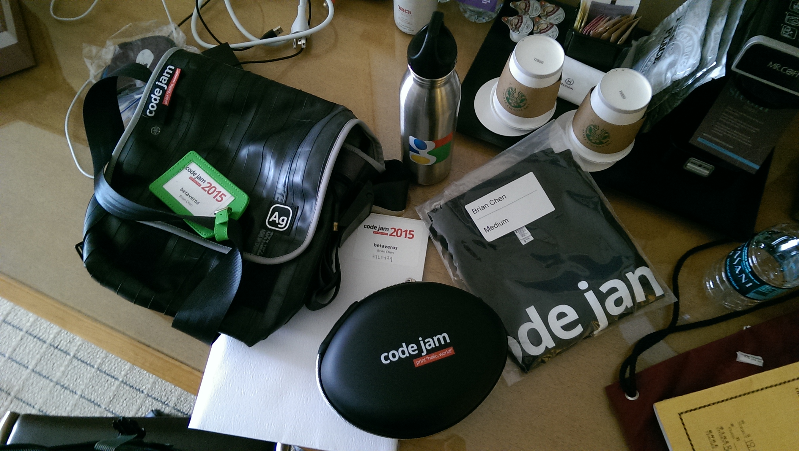 [Assorted goods from Google goodie bag]
