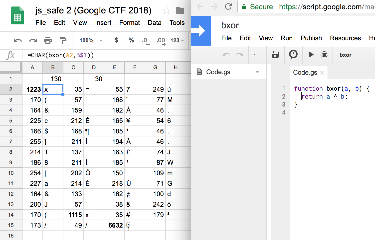 Xoring numbers in Google Sheets