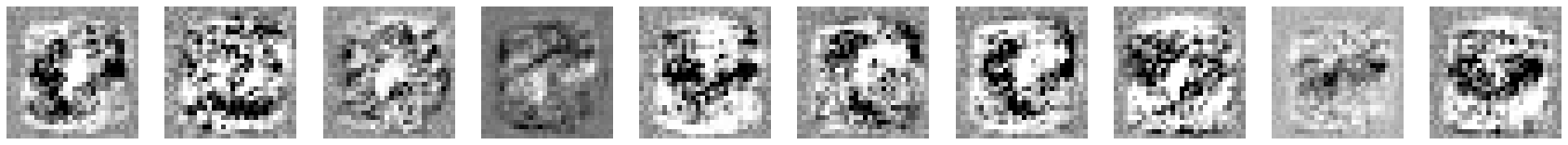 10 black-and-white images, mostly of crisp black-and-white noise in the center surrounded by a grayish border.